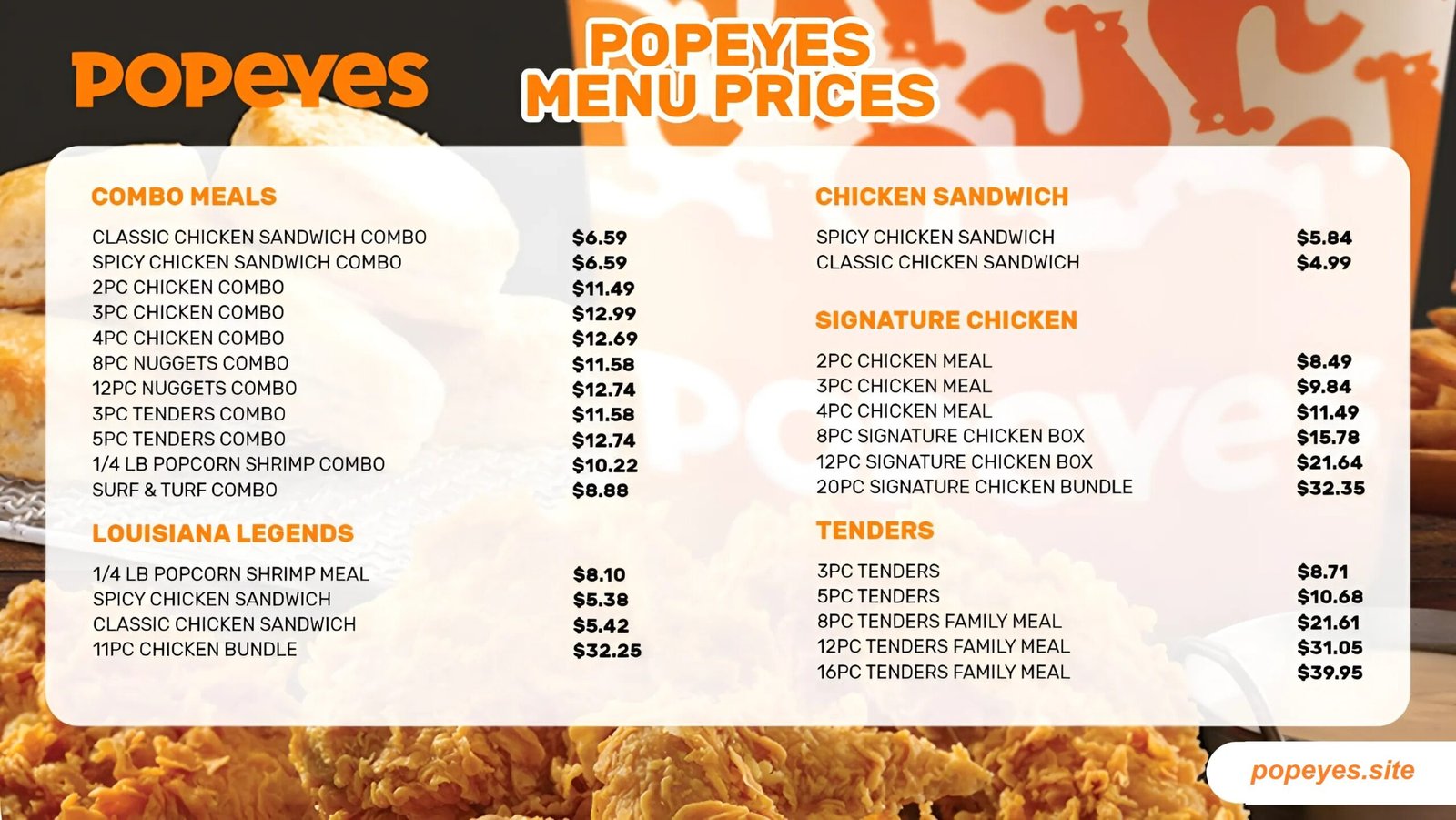 Popeyes Menu with Prices